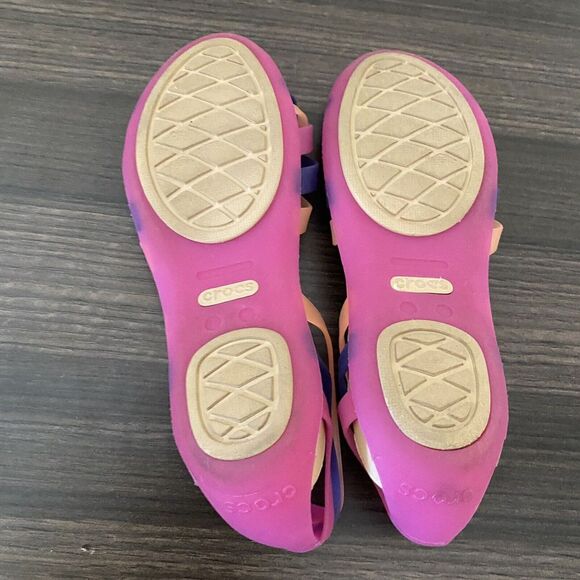 CROCS Huarache ladies Orange & Pink Jelly Open Toe Sandals Women 8 Resort Beach - Picture 5 of 12